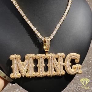 Collier pendentif de luxe DBE avec diamant de laboratoire, plaqué or 18 carats, chaîne hip-hop, bijou statement, cadeau pour femme - Product Image 4