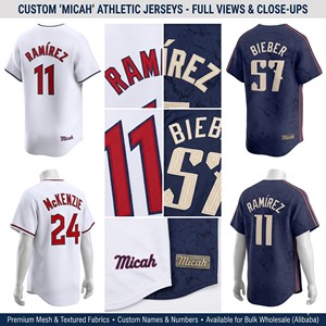 เสื้อเบสบอลซอฟต์บอลปักลาย Cleveland Guardian USA ไซส์ใหญ่ ระบายอากาศได้ดี ขายส่ง # 11 โฮเซ่ รามิเรซ # 38 สตีเว่น ควอน # 23 - Product Image 5