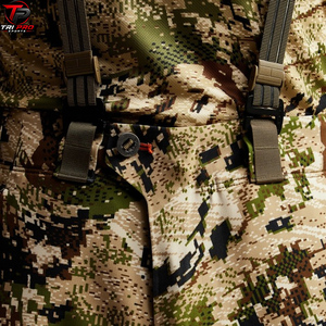 Men Outdoor Brush Camouflage Hunting Field Bib Overalls Reinforced <b>Knee</b> <b>Patches</b> Low Profile Chest Cut Heavy Duty Shoulder Bib - Product Image 5