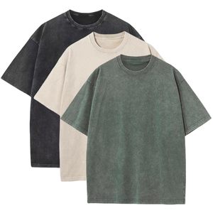 Camiseta Oversize de Diseñador para Hombre, Estilo Vintage Lavado al Ácido, Tejido Desgastado, Estética Hip Hop, Jersey Grueso, Estilo Moderno - Product Image 2