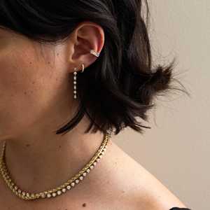 Diamond <b>Hoop</b> <b>Earrings</b> 14K 18K <b>Solid</b> Gold Round Cut Lab Grown Minimalist Modern Chunky Classic Everyday Wear Fine Jewelry Huggies - Product Image 6