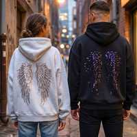 Sweat à capuche Ailes d'ange, Pull à sequins surdimensionné, Sweat-shirt scintillant, Vêtements gothiques alternatifs