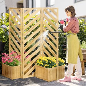 Divisorio per Esterni dal Design Moderno con Schermo Privacy Autoportante e Autodrenante, 4 Fioriere e 3 Pannelli di Supporto per Tralicci - Product Image 2