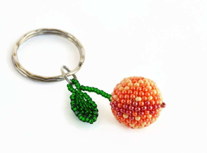 Peach Beaded Eco-Friendly Animal Pattern Simple Keychain for Women Fruit Accessory - Product Image 5