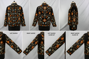 เสื้อแจ็คเก็ตกำมะหยี่ปักลายผู้หญิง คอจีน ลายดอกไม้ แขนยาว ซิปปิด ฤดูใบไม้ร่วง สไตล์หรูหรา - Product Image 4