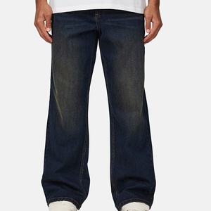 Men's Dark Wash Straight-Leg Denim Jeans Midweight Cotton Casual Fit Regular Waist Autumn Style - Product Image 4