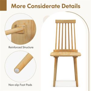 2 sedie da pranzo con gambe in legno di gomma naturale e schienale alto - Product Image 4