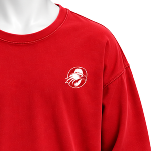 <b>Red</b> Reversed LS Tee Oversized Long Sleeve Cotton T Shirt Washed Finish Drop Shoulder Casual Streetwear Loose Fit Everyday <b>Top</b> - Product Image 5