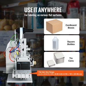 Etichettatrice Elettrica per Superfici Piane 25-60 pz/min, Applicatore di Etichette per Scatole di Cartone/Bottiglie Quadrate/Lattine - Product Image 6