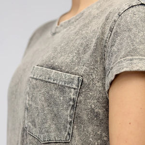 T-shirt décontracté pour femme de haute qualité, délavé à l'acide, à manches courtes, avec logo personnalisé, col, taille XL, impression numérique, respirant pour l'été - Product Image 6