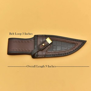 Cuchillo Bowie Maysara Forge de Acero de Damasco con Hoja Fija para Caza, Desollado y Camping, Mango Personalizado de Madera de Palisandro con Funda - Product Image 5