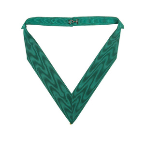 Collarín de los Grados Masónicos de la Francmasonería - Verde Botella Moiré - Regalia Ceremonial Personalizada para Francmasonería - Product Image 1