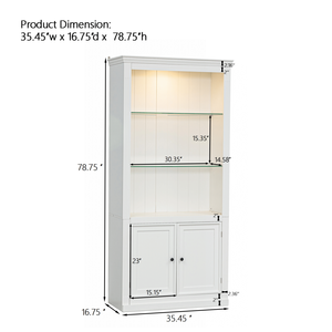 Librerie in Stile Retrò Alte 78,75 cm con Luce LED a 5 Colori, Ripiani in Vetro Temperato Regolabili, Espositori - Product Image 3