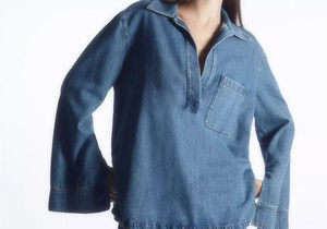 Chemise en jean classique pour femme, en coton, manches longues, boutonnée, décontractée, coupe ample, délavée, pour le quotidien et le streetwear - Product Image 4