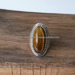 Anillo de ojo de tigre más vendido, anillo de piedras preciosas grandes de plata esterlina, anillo de declaración, anillo de piedras preciosas ovaladas de plata esterlina 925 - Product Image 4