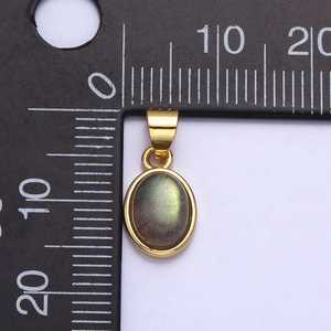 Labradorite Oval Necklace 925 Sterling Silver 14K Gold Plated Natural Gemstone Charm Elegant Jewelry Gift Women - Product Image 2
