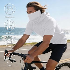 Haut de pêche à capuche noir pour homme 2026 à manches courtes avec masque facial coupe-vent, séchage rapide, pull-over OEM ODM - Product Image 3