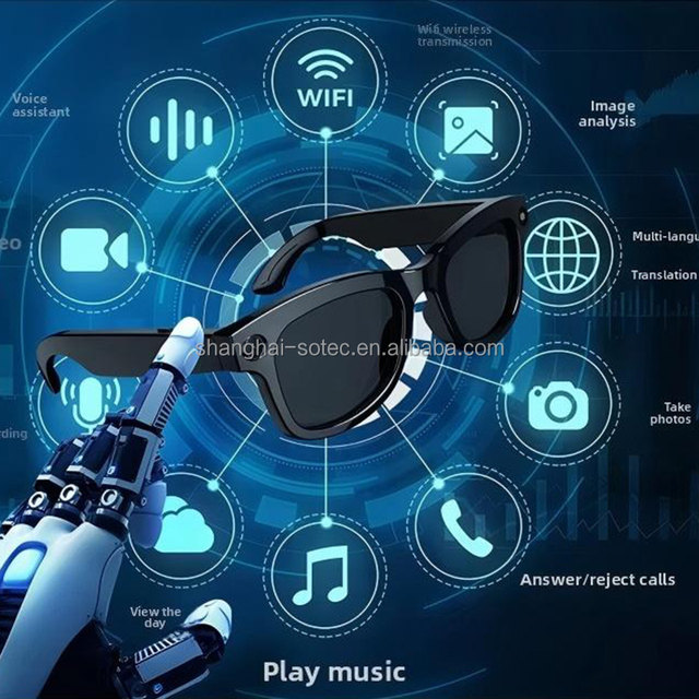 AI Smart Glasses for Content Creators 1080P HD First Person View Camera IP64 Waterproof Dual Microphone Real-time Translation