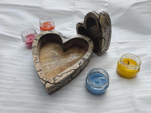 Bol à pâte et porte-bougie en bois naturel fait main en forme de cœur pour la Saint-Valentin, décoration d'intérieur, objet décoratif CC-WCDB - Product Image 2