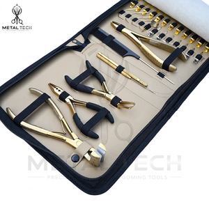 Kit d'outils d'application d'extensions capillaires plaqué or à prix de gros : pinces multifonctions, pinces de sectionnement, peigne à queue - Product Image 3