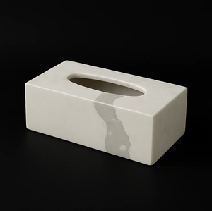 JANNAT EXPORT Modern <b>Green</b> Marble Eco-friendly Tissue Box Convenient Handle Design for Tabletop Decor Kitchen Bathroom Use - Product Image 2