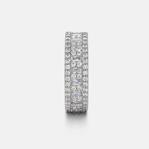 Anillo de Eternidad de Moissanita para Mujer, Corte Esmeralda, Engaste Pavé, Joyería Clásica para Boda - Product Image 1