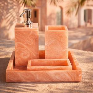 Bathroom Accessories Luxury <b>Set</b> 6 Pcs Decorative Resin Bathroom <b>Set</b> <b>Soap</b> Dispenser Toothbrush Holder Tray - Product Image 1