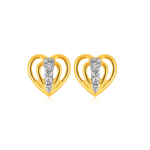 Pendientes de Diamantes en Forma de Corazón de Oro Amarillo para Mujer, Corte Baguette Cónico, Diamantes Cultivados en Laboratorio, Color G, Románticos para Uso Diario - Product Image 1
