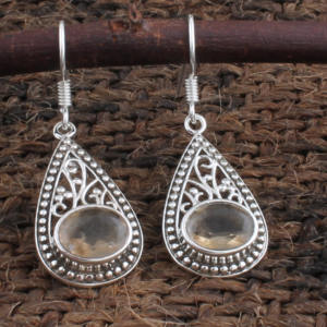 Boucles d'oreilles en Citrine Naturelle en Gros, Argent Sterling 925, Pierre de Naissance de Novembre, Bijoux Fins pour Femmes, Prix d'Usine - Product Image 1