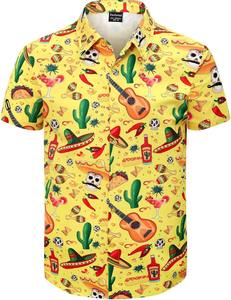Chemise à col campiste pour homme, manches courtes, imprimé tropical hawaïen, décontractée, boutonnée, colorée, pour l'été - Product Image 4