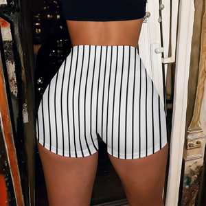 <b>Women's</b> High Waist Striped <b>Shorts</b> Elastic Waist Regular Fit Breathable Spandex Polyester Knitted Casual Style - Product Image 6