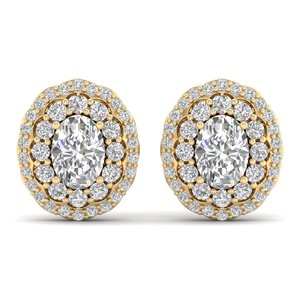 Boucles d'oreilles clous REYES en argent sterling 925, diamant ovale de 2,2 carats HPHT CVD cultivé, avec fermoir à vis, bijoux de luxe - Product Image 2