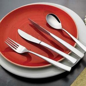 Juego de cubiertos de diseño de acero inoxidable con Logo personalizado, vajilla con mango fino, tenedor y cuchillo, entrega rápida - Product Image 1