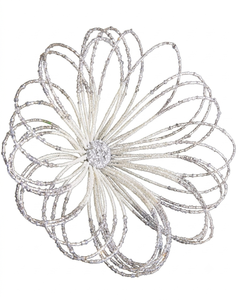 Silver Glitter Floral Christmas Tree <b>Filler</b> Branch with Elegant Looped Wire Petals - Product Image 4