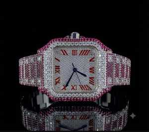 Reloj de Lujo para Mujer con Diamantes Rectangulares y Detalles de Rubí, Movimiento de Cuarzo Analógico, Correa de Acero Inoxidable, Esfera de 30 mm - Product Image 3
