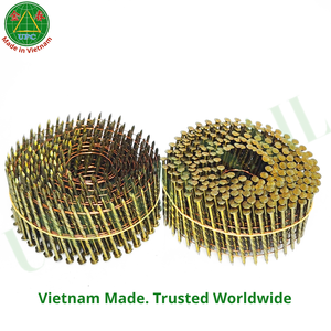 Clavos en rollo de 1-1/4" x 0.083, 14000 unidades, con vástago roscado y recubrimiento de color amarillo para fabricación de palets, de Vietnam |   Clavo en rollo - Product Image 1