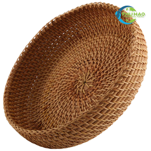 Handwoven RATTAN <b>TRAY</b> FRUIT STORAGE BASKET with Handles Gift, Handmade Wicker Storage and Serving <b>Tray</b> - Product Image 4