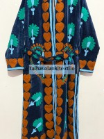 Manteau élégant en velours brodé pour femme, col mandarin, manches longues, imprimé floral, veste d'hiver longue, broderie à la main