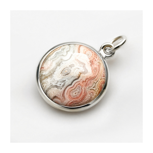 Colgante de Ágata Crazy Lace Natural, Plata de Ley 925, Joyería de Piedra Preciosa Redonda Hecha a Mano para Uso Diario y de Moda - Product Image 1