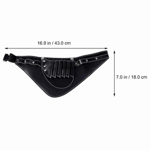 Sacs de ceinture unisexes en cuir PU de haute qualité avec fermeture à bouton pour coiffeurs, 16,7*7,0 pouces, couleur noire, étuis de salon - Product Image 4