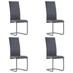 Ensemble de 4 chaises de salle à manger standard en similicuir gris et acier - Product Image 1