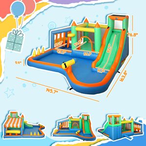 Scivolo d'Acqua Gonfiabile 8 in 1 ad Alta Potenza 680W per Bambini 3-8 Anni, Strutture Gonfiabili per Divertimento Acquatico - Product Image 3