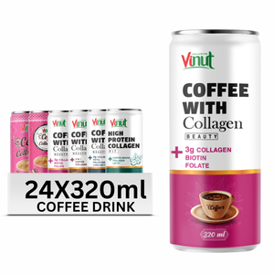 VINUT 320ml Colágeno Café Sin OGM Sin lácteos Mezcla sin gluten de Arábica y Robusta Etiqueta privada OEM/ODM Precio de fábrica - Product Image 1