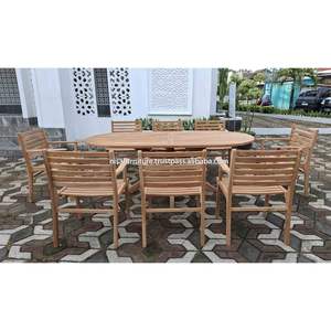 Modern Style Teak Wood Patio <b>Garden</b> Lightweight <b>Chairs</b> Outdoor Oval Dining Table Leg Cross for Courtyard Villa Hotel Indonesia - Product Image 6