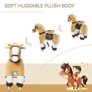 Caballo de Juguete Marrón para Montar, para Niños de 3 a 8 Años, Suave y Abrazable, con Ruedas Fáciles de Mover, Duradero, Juego Interactivo - Product Image 6