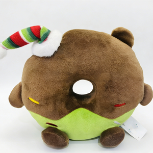 Oso de peluche relleno de chocolate personalizado, peluche de elfo con gorro navideño a rayas, peluche de donut verde - Product Image 3