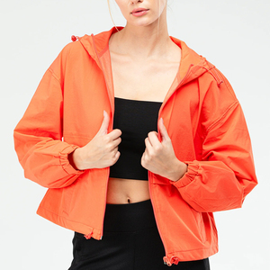 Trendy Hooded Windproof Orange Rain Jacket With Zipper Closure And Pockets For Unisex Casual Wear Spring Season Breathable - Product Image 6