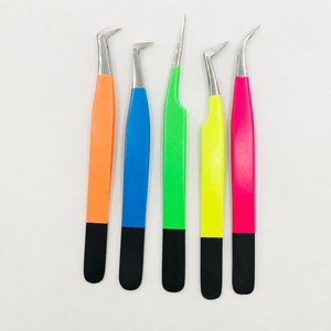 Ensemble de pinces à cils professionnelles colorées en acier inoxydable, kit d'outils de beauté de précision pour l'extension et l'isolation des cils - Product Image 2