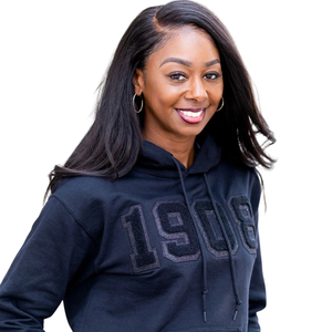 Sweat à capuche unisexe All Black 1908 avec broderie chenille lettres grecques, pull premium streetwear confortable - Product Image 3