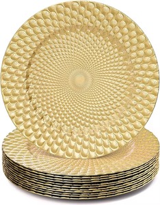 Assiette de service décorative en métal doré, écologique, classique, taille et logo personnalisables, pour la mise en place de la table. - Product Image 6